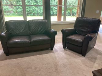Leather Recliner and Love Seat