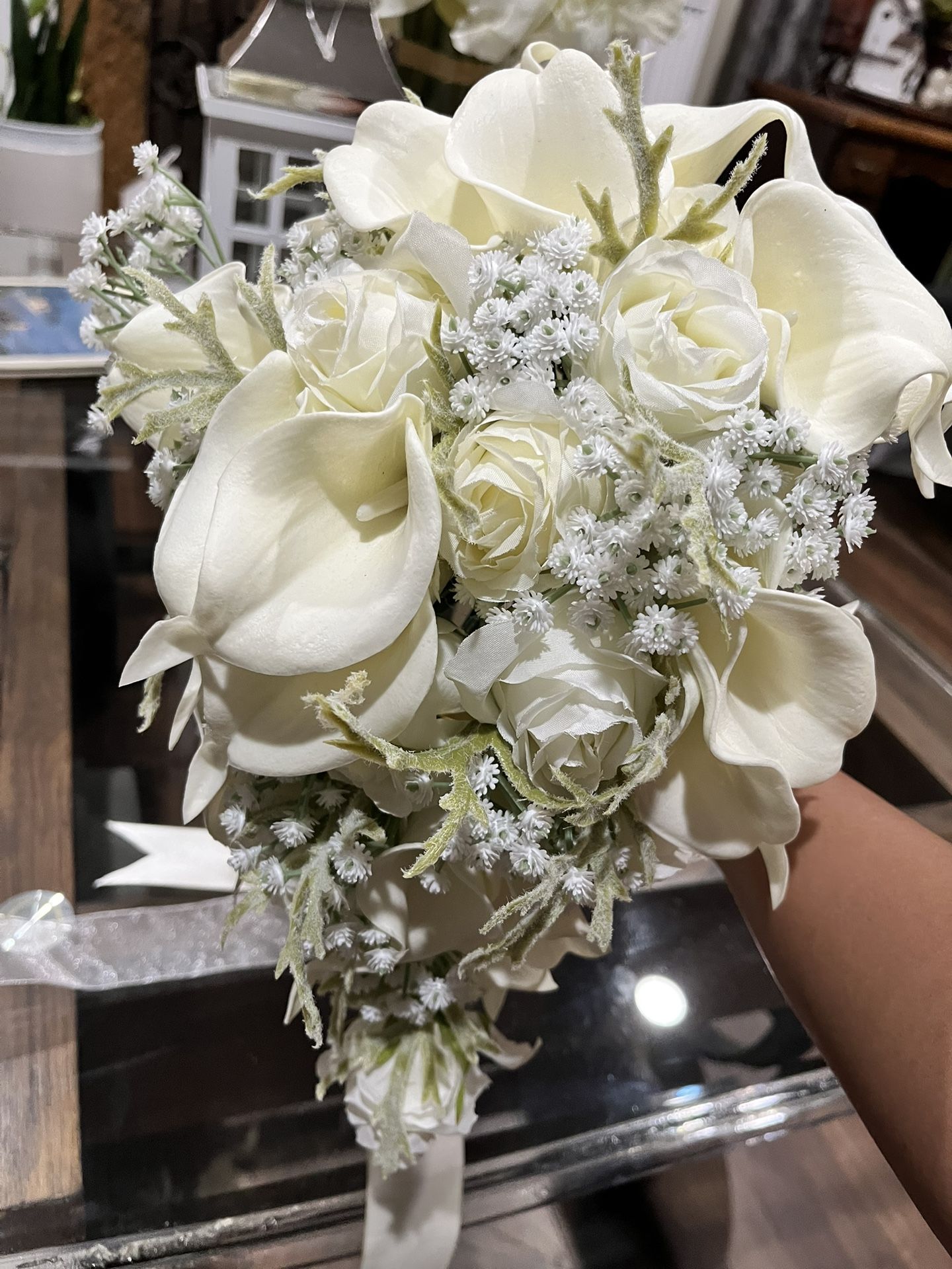 White Calla Lily Cascading Bridal Bouquet