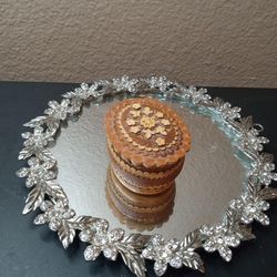 EXQUISITE Handcrafted Birch Wood 3" Trinket Box Folk Art Made in Kazakhstan 
