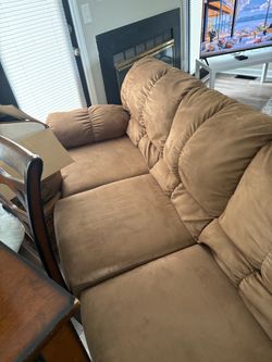 Tan Microfiber Reclining Sofa