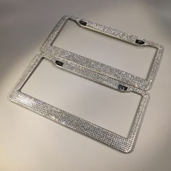 Silver Bling Plate Frames For Car/SUV/ Truck Universal Fit