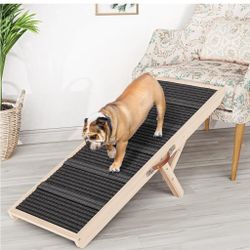 Dog Ramp for Couch, Wooden Pet Ramps 39.37" Long Adjustable 11"-20.47" Folding Puppy Ramps with High Traction Mat, Dog Stairs for Small & Medium Older