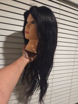 Black Top 24 to 26 " straight Human Hair pre cut Wig