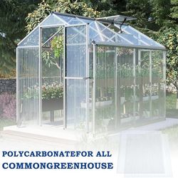 6Pcs 62'' (W) x 28'' (L) x 0.2'' Polycarbonate Panels, Waterproof UV Protected Reinforced Sheets, Outdoor Greenhouse and Gazebo Covering, Twin-Wall Cl