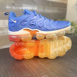 vapormax plus orange and blue