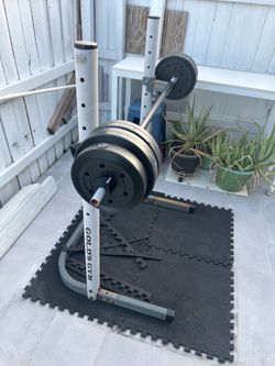 Bench press stand bar and weights