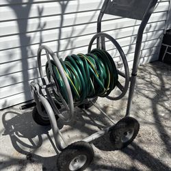 Strongway Hose Reel Cart w/ Garden Hose Heavy Duty Rolling Outdoor Yard Watering