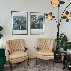 Vintage Floral Wingback Chairs 