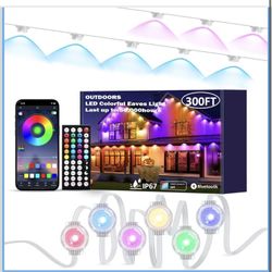 300FT Permanent Outdoor Lights, RGB LED Eaves Lights with APP/Remote Control, IP67 Waterproof LED String Lights for Christmas, Halloween, Indoor,Outdo