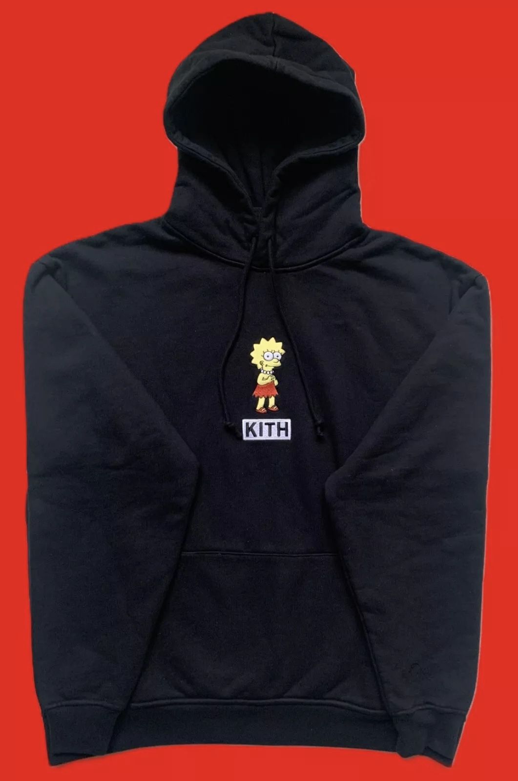 KITH for The Simpsons Lisa Box Logo Hoodie Black 100% Cotton Fleece Size Sz Men Large L / Women XL Like New Worn Once Clean 