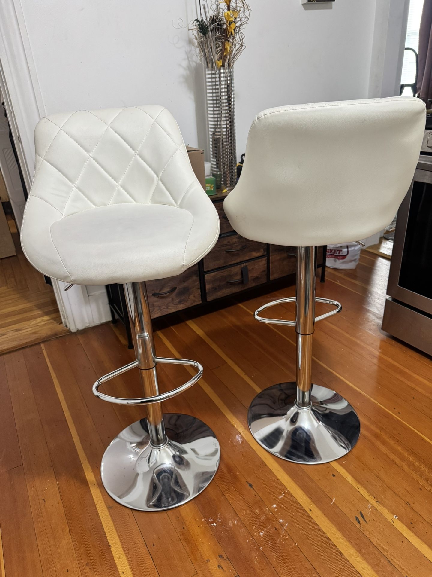 2 White Bar Stools