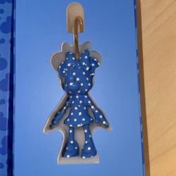 NWT Disney x Baublebar Blue & White Polka Dot Minnie Mouse Keychain/Bag Charm