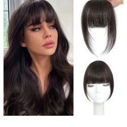 100% Human Clip-On Bangs Color Black 