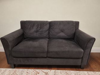 Dark Gray Microfiber Loveseat| Need this gone Asap