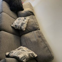 Couches With Coffee Table, 2 Side Tables, And Lamp 