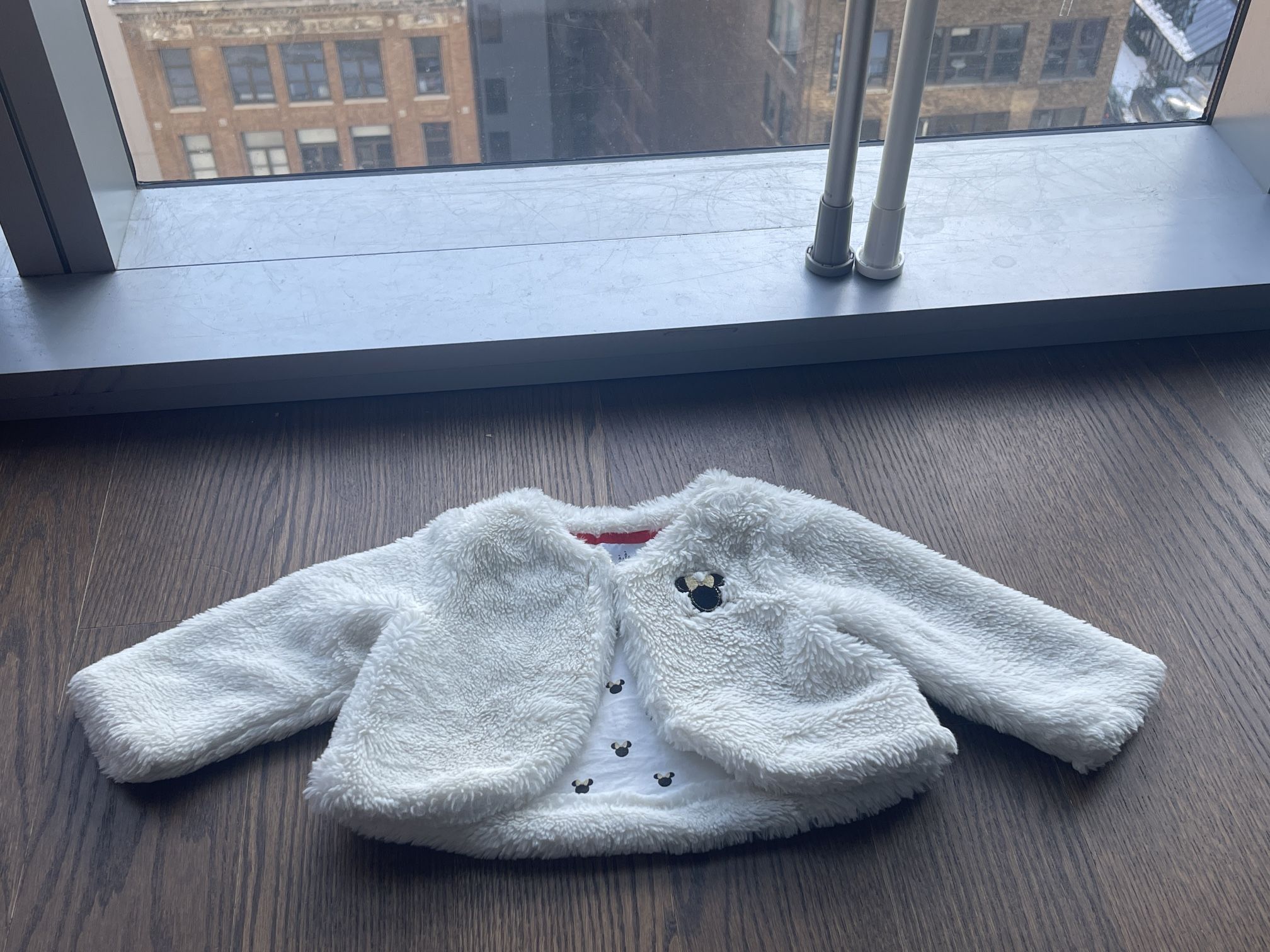 Minnie Mouse Disney Baby White Cloak Jacket Shaul Faux Fur