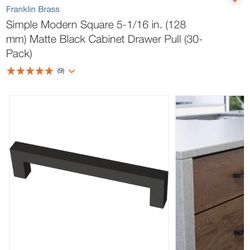 Simple Modern Square 5-1/15 in.  (128mm) Matte Black Cabinet Drawer Pull ( 30 Pack) 