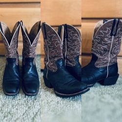 Black And Brown Square Toed Cowboy Boots 
