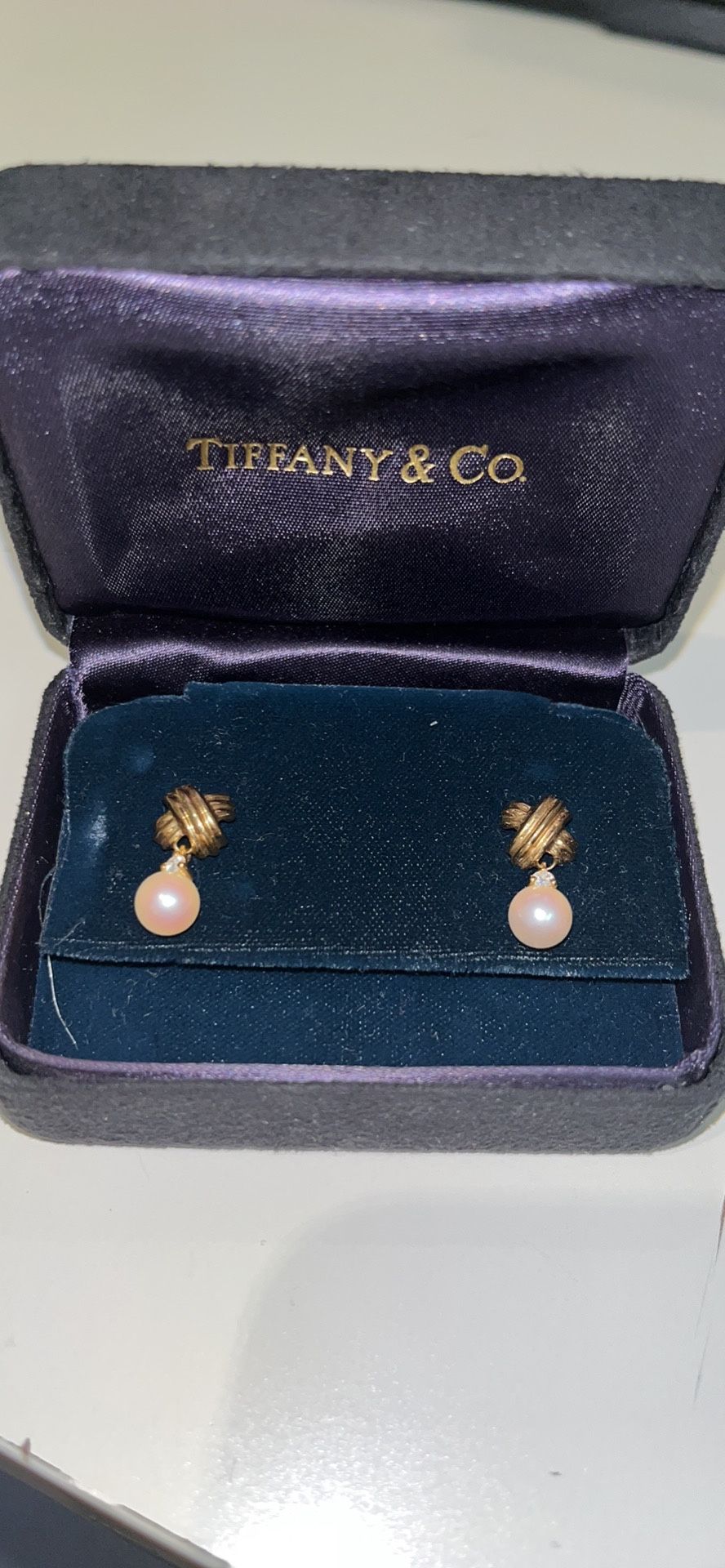 Tiffany & Co Diamond/Pearl Gold Earrings