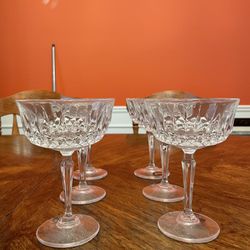 Six Crystal Vintage Wine Glasses