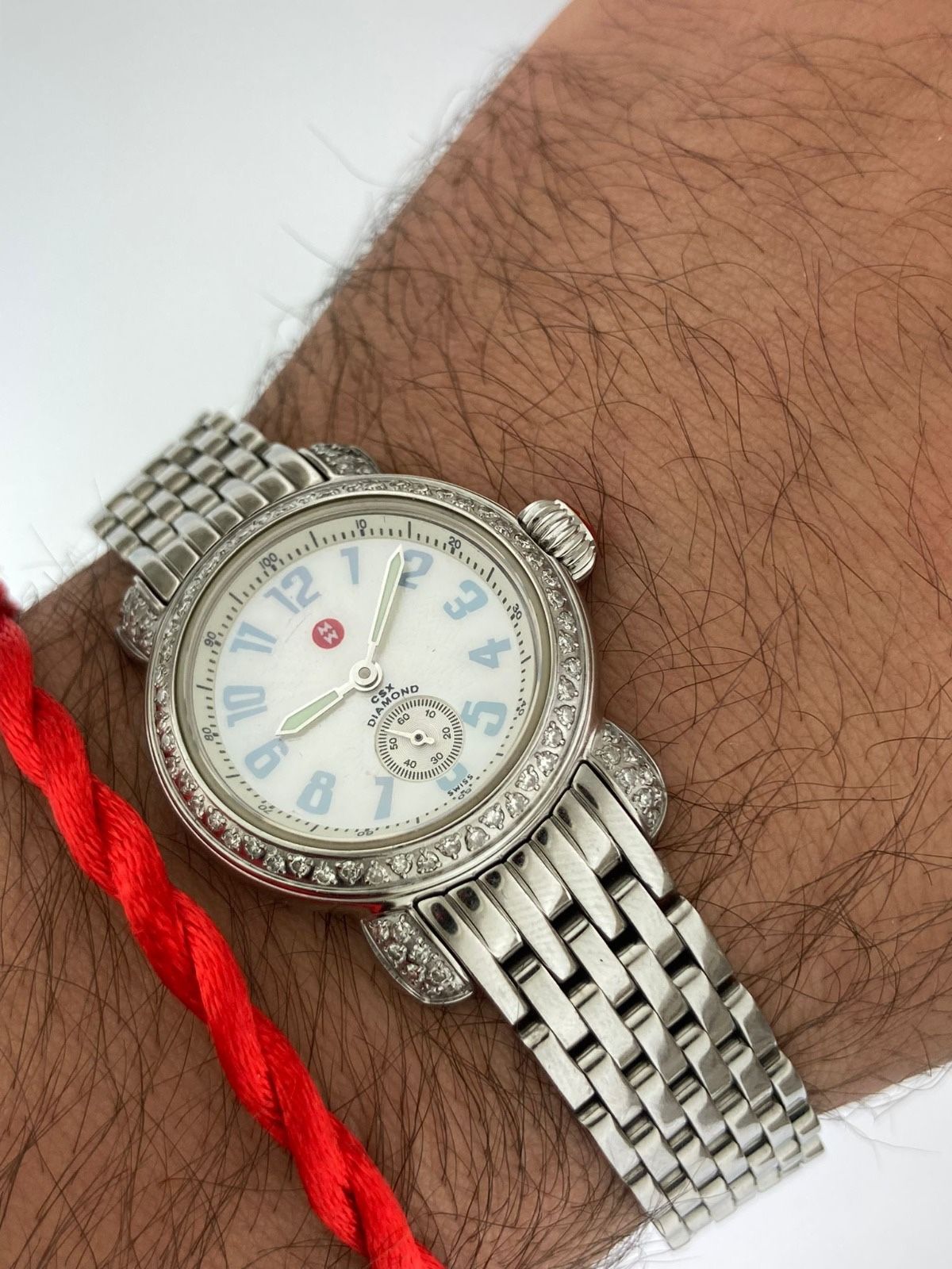 Michele Diamond Bezel CSX Petite Mother of Pearl Dial #MW03A01 Steel Quartz 26mm