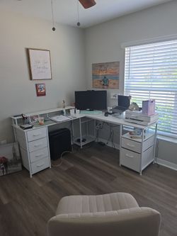 LED Computer desk ONLY 6drawers Lshape