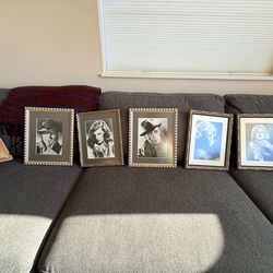 Set of 5 glamorous Movie star prints with coating frames