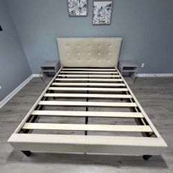 Zinus Queen Upholstered Bed Frame With Tufted Headboard 