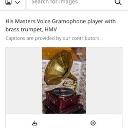 His Masters Voice Gramophone player with brass trumpet, HMV