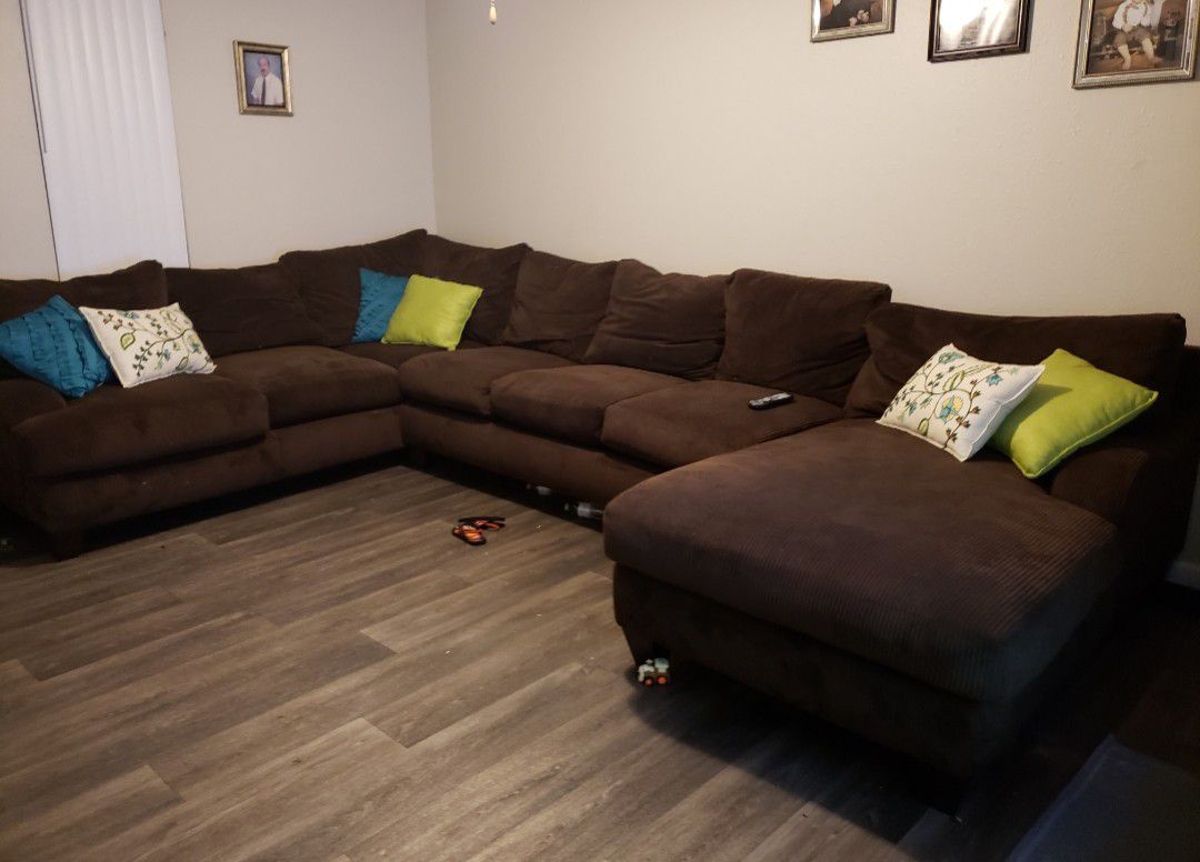 Brown down feather sectional