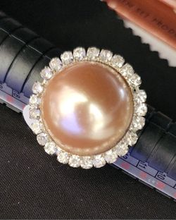 Beautiful Statement Ring Faux Pearl With Rhinestones