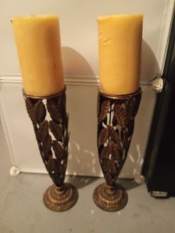 Two tall candle holders