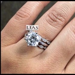 New 18k White Gold Weddinf Ring Set 