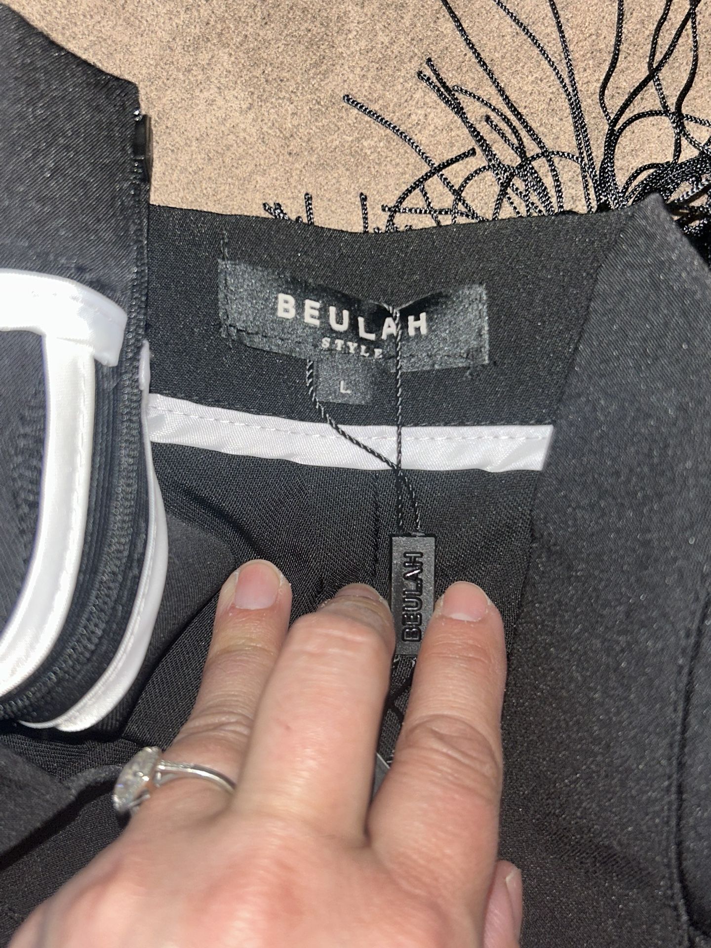 Beulah Black Dress Pants With Fringe