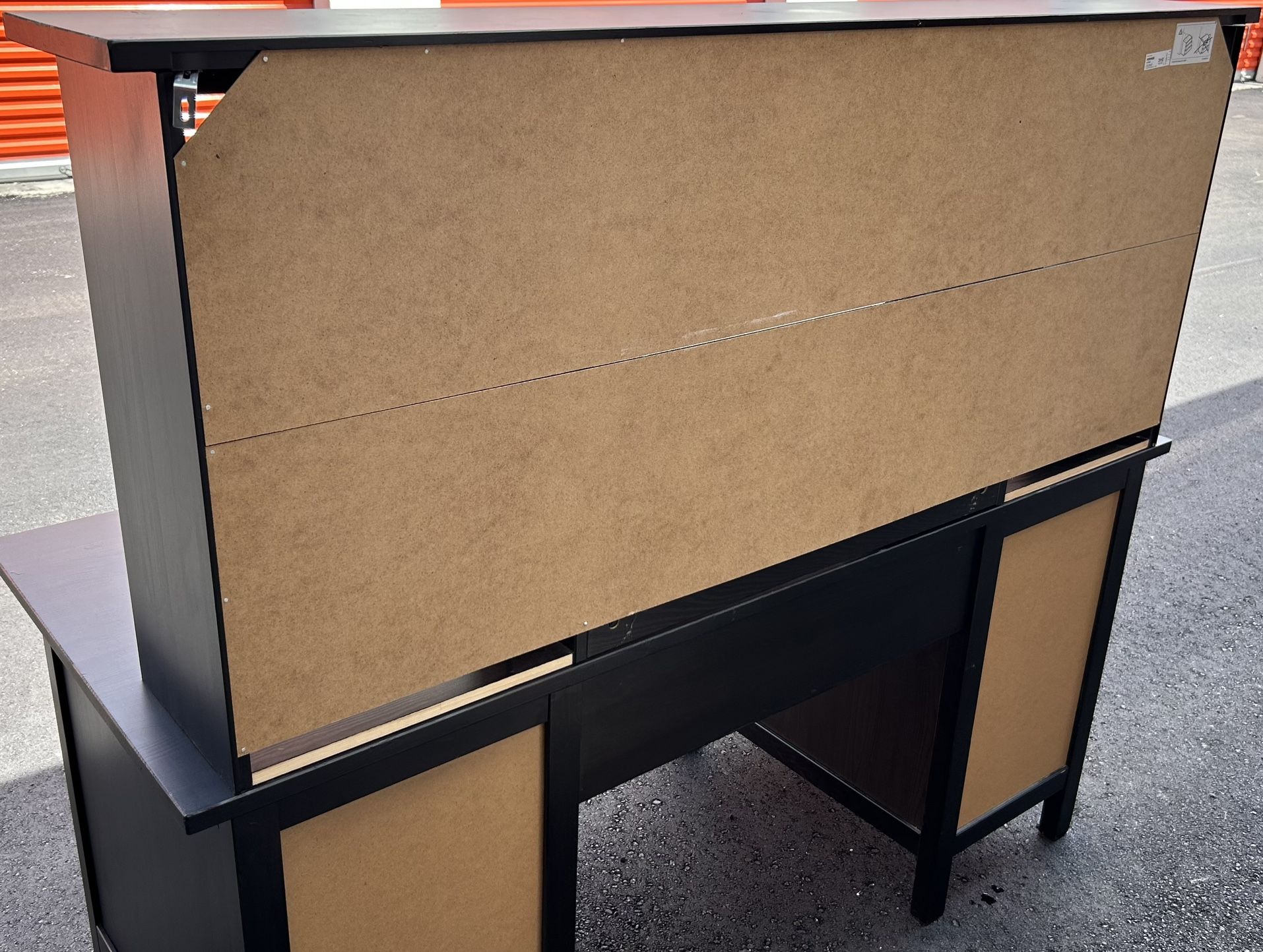 IKEA HEMNES solid wood Desk with addon unit/hutch,black stain,L61”*W25