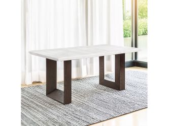 Edwyn White Natural/Brown Dining Table w/ Marble Top