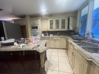 Custom Made Kitchen Island From Solid Wood With Granite Top