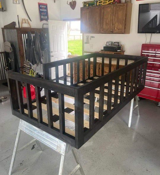 Handmade Wooden twin Bed Frame With Side Rails