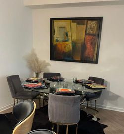 Set Of 4 Gray Velvet Chairs