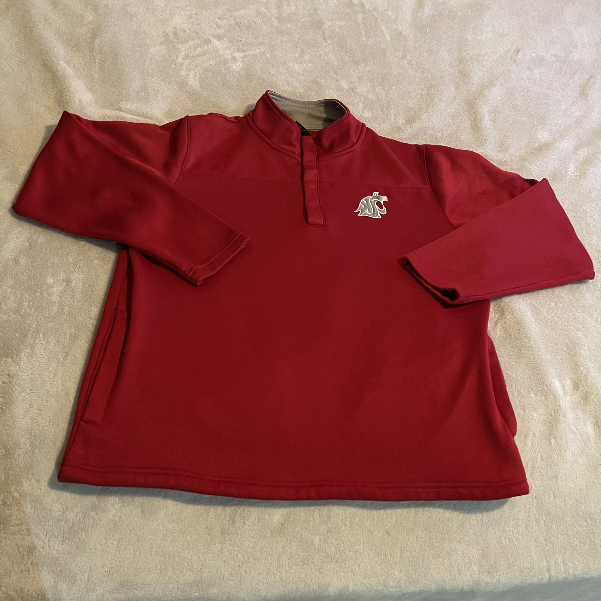 WSU Cougars Jacket Men XL Red Colosseum Quarter Snap NCAA Pullover Heavyweight