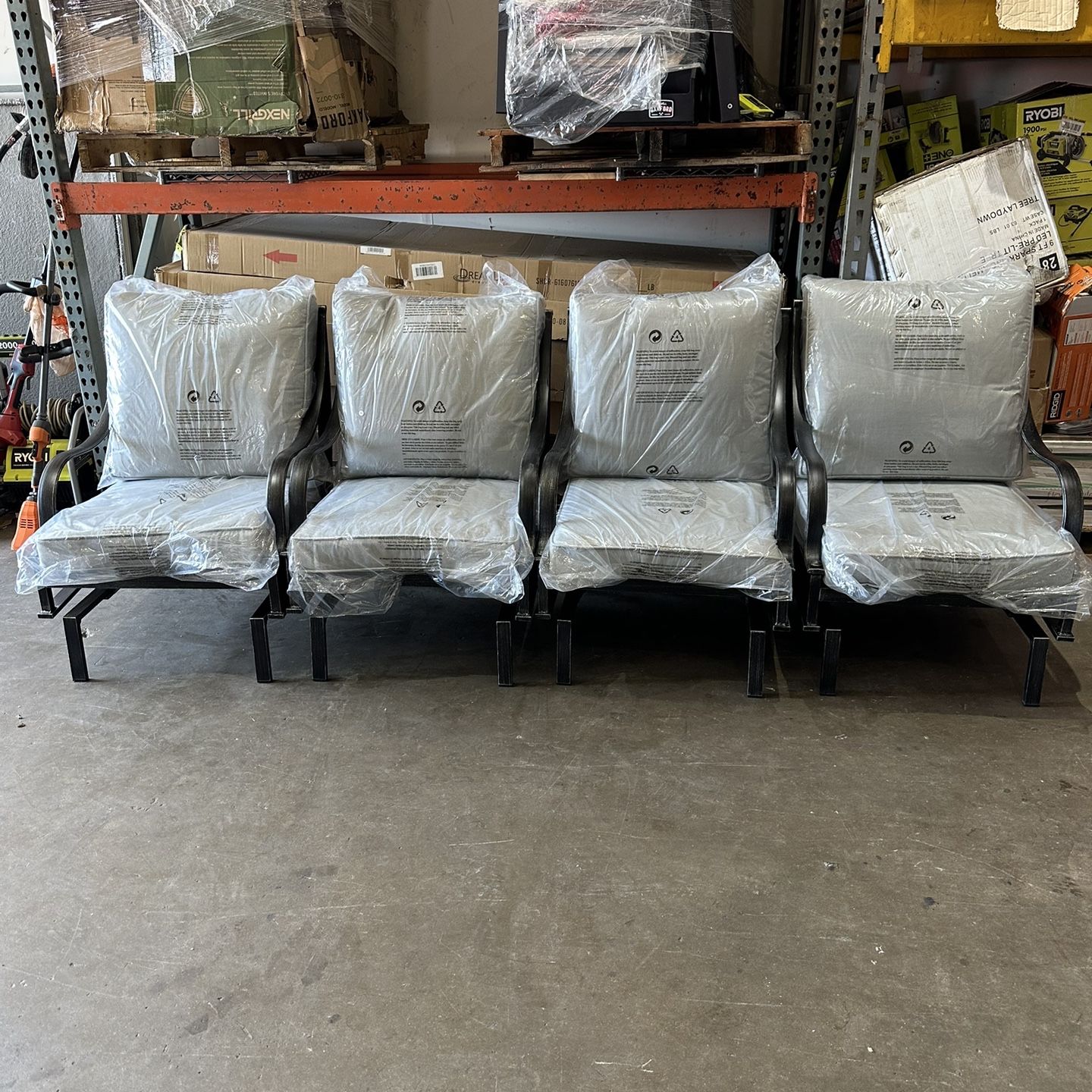 Hampton Bay Highland Point Black Pewter Aluminum Outdoor Patio Rocking Lounge Chair with Pewter Gray Cushion 4 Pack for Sale in Houston TX OfferUp