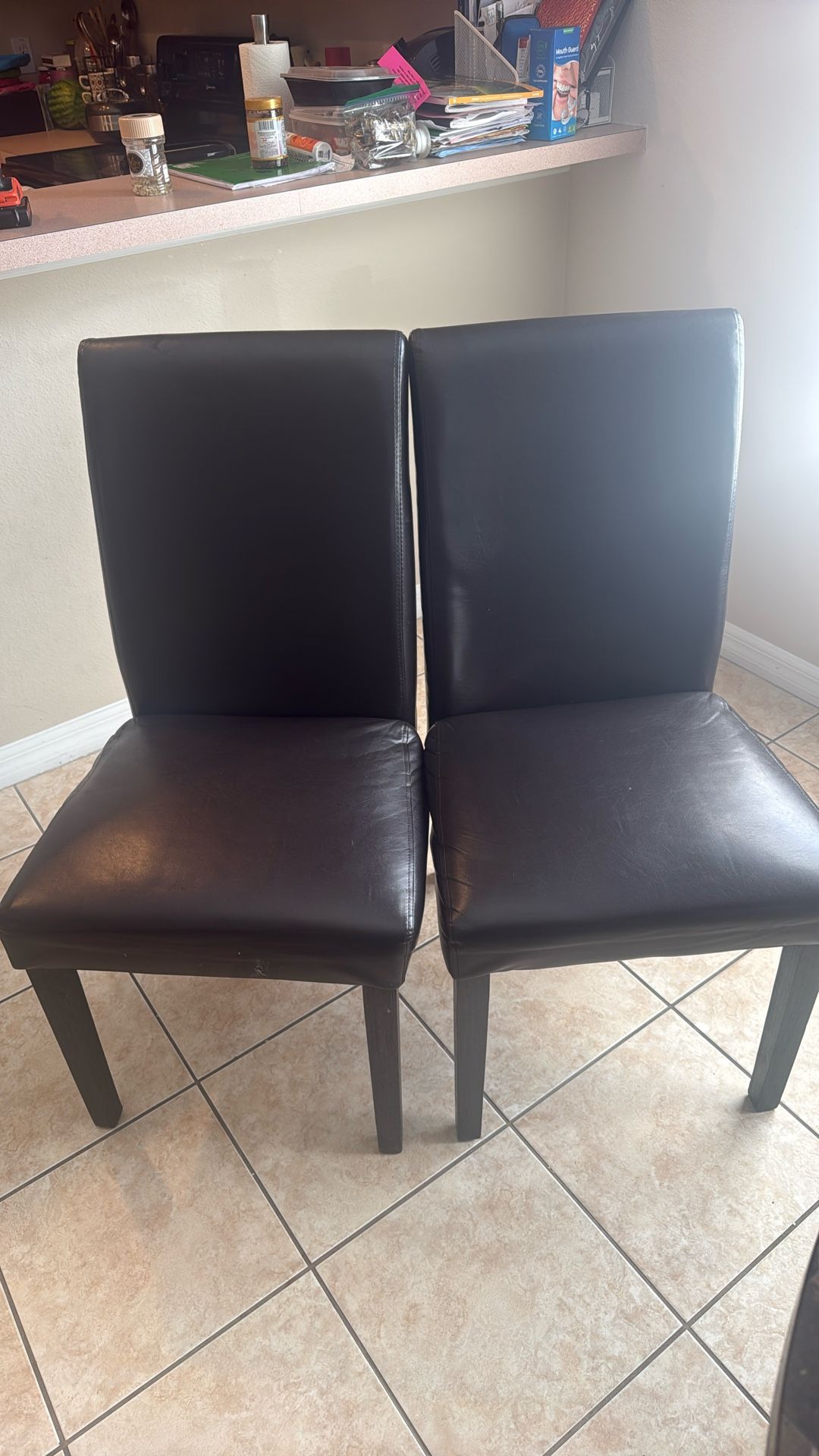 Two Dining Table Chairs (dark Brown)