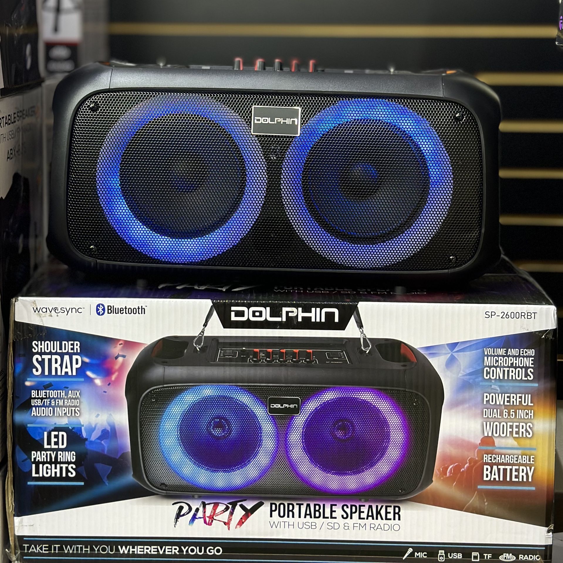 Portable Rechargeable Bluetooth Party Speaker w/Strap
