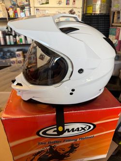 Medium Gmax GM11S White Dual Sport Helmet
