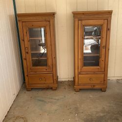 Nice Wood Shelves With Glass Doors  