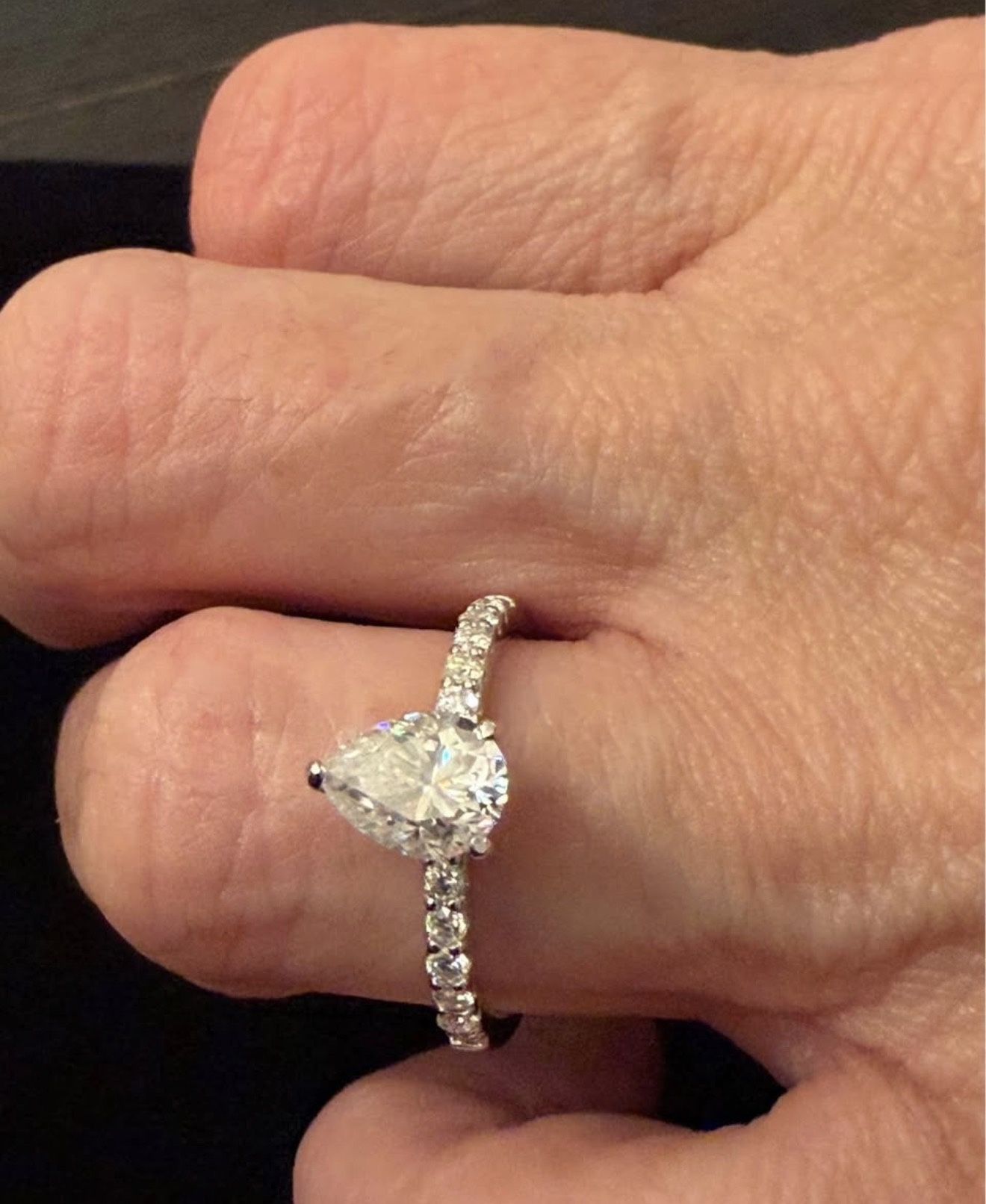 Stunning 1.25CTW Pear Shape Moissanite Engagement Ring - Size 7 - Sterling Silver