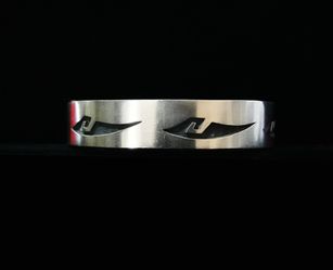 6.5" Southwestern Style Sterling Silver Tribal Cuff Bracelet, signed