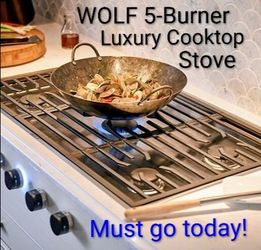 *95% OFF* WOLF Stove Cooktop & Black Knobs Set - 5-Burner Gas Stainless Steel Stovetop 36-Inch Luxury Contemporary Professional Kitchen Cook Stove Top