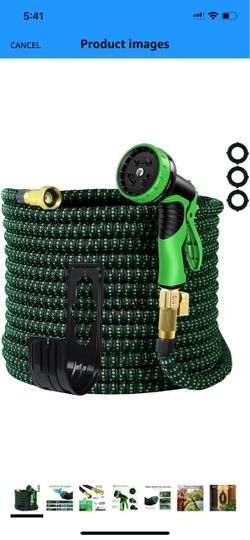 100 ft Expandable Garden Hose - All New 2024 Retractable Water Hoses with 3/4" Solid Brass Fittings, Extra Strength Fabric - Flexible Expanding Hose w