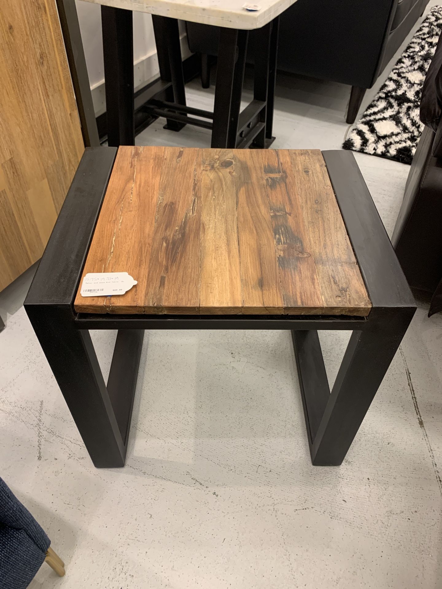 Metal and Wood End Table